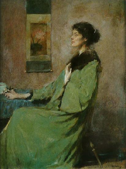 Thomas Dewing Portrait of a Lady Holding a Rose oil painting picture